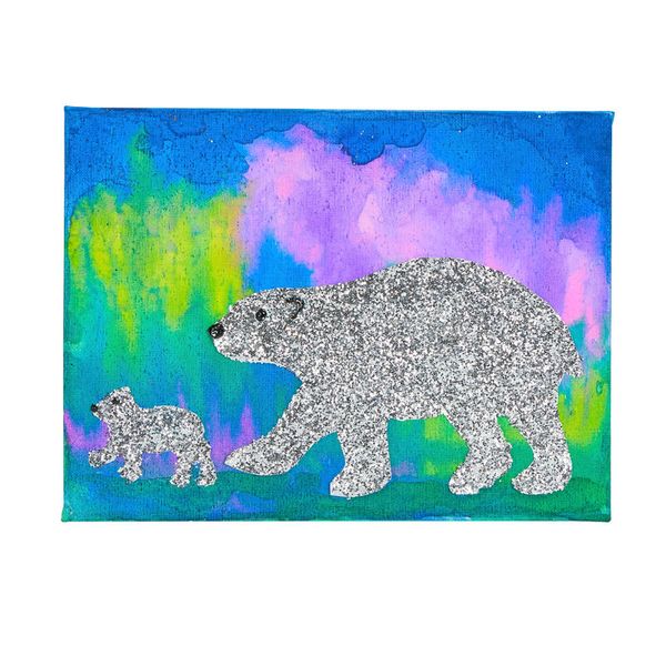 Glitzer, Bär, Kinderbild, Silber, Tier