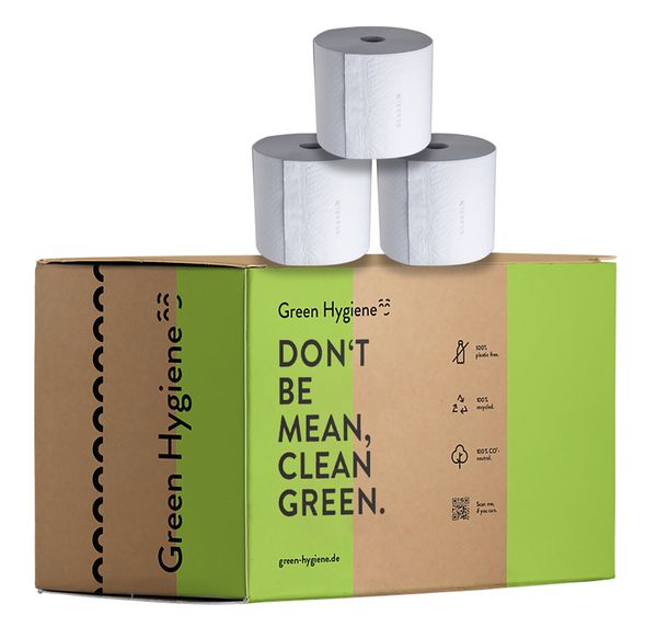 GREEN HYGIENE CO2-neutrales Toilettenpapier-Kompakt, ROLF, beige, 2-lagig, 300 Blatt, 48 Rollen