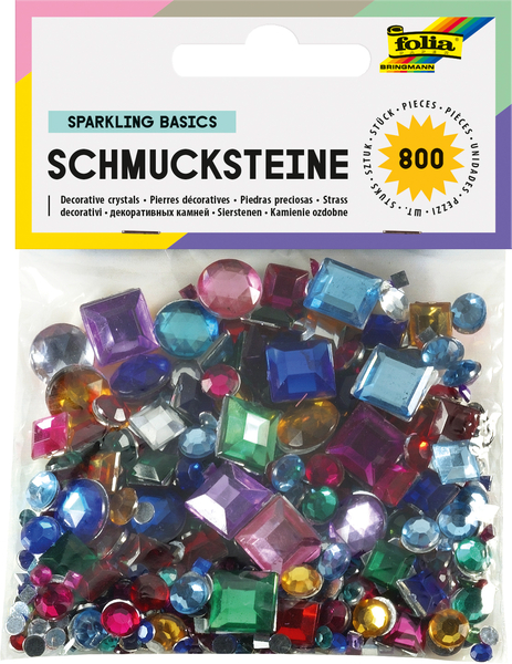 FOLIA Schmucksteine eckig & rund, 800 Stück