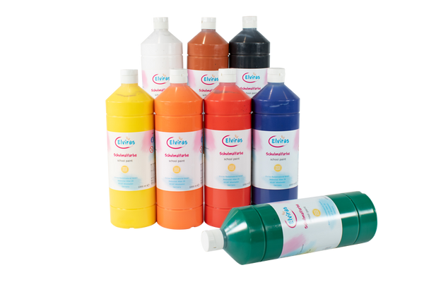 ELVIRAS Schulmalfarbe Basisset, 8 x 1000 ml