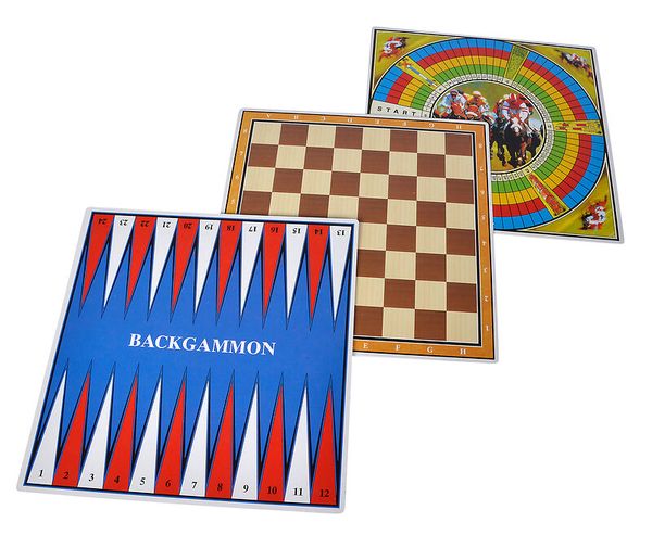 Backgammon-Set, Brettspiel, Würfel, farbenfrohes Brett, zusammenklappbares Brett