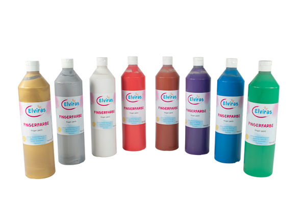 ELVIRAS Fingermalfarbe Herbst- & Winterfarben-Set, 8 x 750 ml