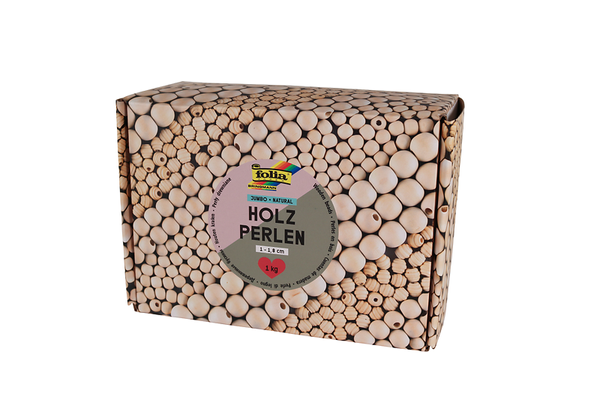FOLIA Holzperlen, 1 - 1,8 cm, Großpackung, 2200 Stück, Farbe wählbar