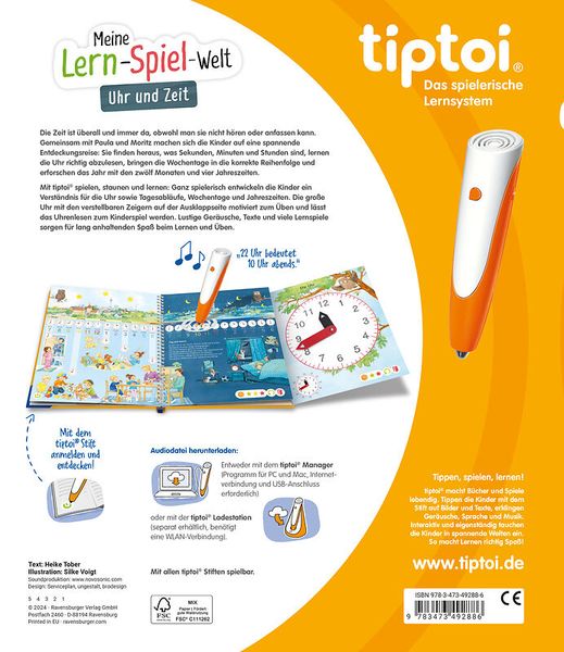 RAVENSBURGER tiptoi® Meine Lern-Spiel-Welt: Uhr und Zeit, ab 4 Jahre RAVENSBURGER tiptoi® Meine Lern-Spiel-Welt: Uhr und Zeit, ab 4 Jahre