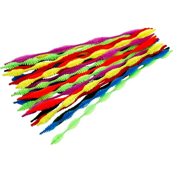 ELVIRAS Pfeifenputzer Wellenform, 30 cm lang, Ø 5-12 mm, farbig sortiert, 28 Stück