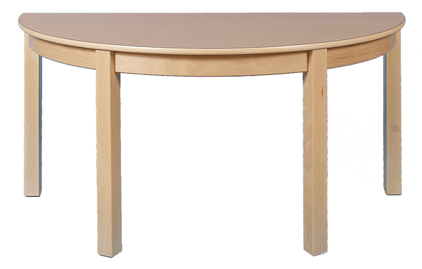 Halbkreis Tisch, 120 x 60 cm (mit Zarge), Dekor Birke, Tischbeine aus Holz Halbkreis Tisch, 120 x 60 cm (mit Zarge), Dekor Birke, Tischbeine aus Holz
