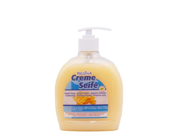 Creme Seife, Handseife, Flüssigseife, Pumpflasche, Orangenfarbe