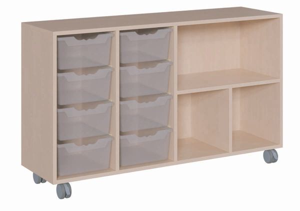 Regal fahrbar mit 8 hohen ErgoTray Boxen, rechts Regal (B/H/T: 139 x 82,5 x 40 cm) Regal fahrbar mit 8 hohen ErgoTray Boxen, rechts Regal (B/H/T: 139 x 82,5 x 40 cm)