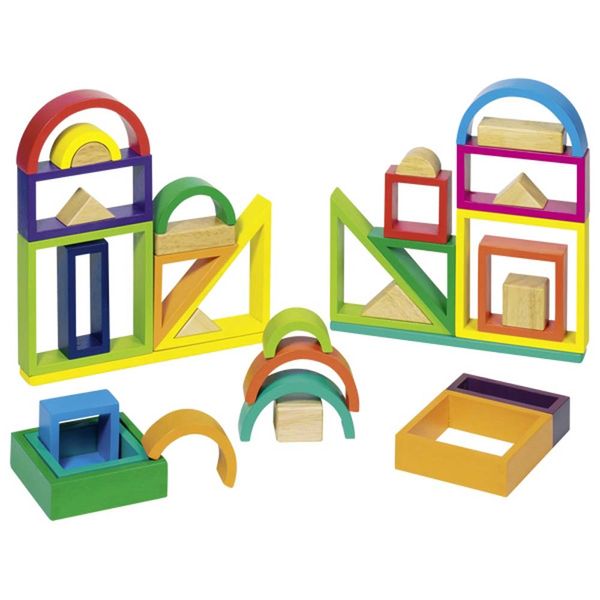 Holzbausteine, Bausteine, Klemmbausteine, Konstruktionsspielzeug, Farbig