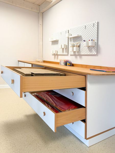 Werkbank, Arbeitsplatte, Schubladen, Holz, Werkzeugaufbewahrung