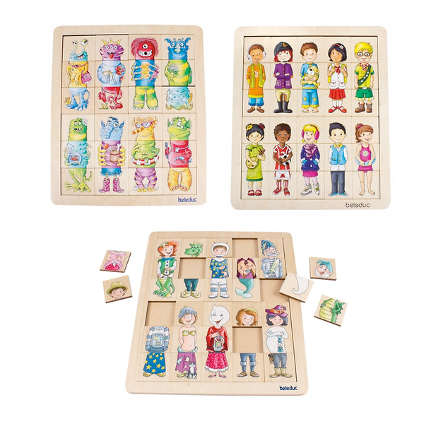 puzzle, kinder, holz, figuren, spiel