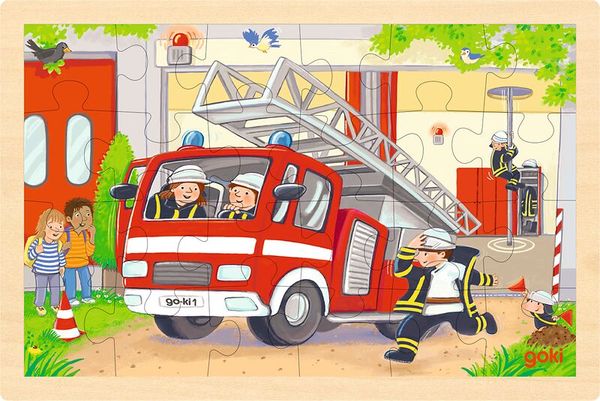 GOKI Einlegepuzzle Hubschrauber/Feuerwehr, 24 Teile