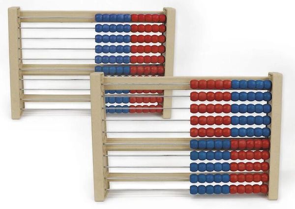 Rechenrahmen für 100-er Zahlenraum, rot/blau