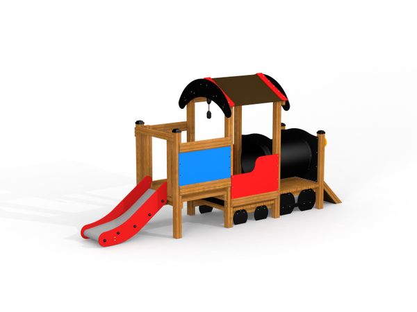 Spielgarten, Kletterturm, Rutsche, Holzspielgerät, Tunnelbahn