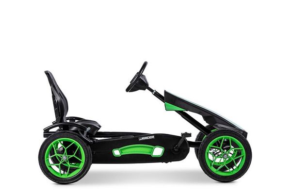 Go-kart, Pedalsauto, Grüne Räder, Schwarzer Rahmen, Racer-Stil