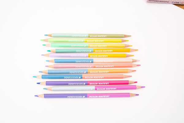 Bicolor Pastell-Buntstifte, rund, farbig sortiert, 12 Stück