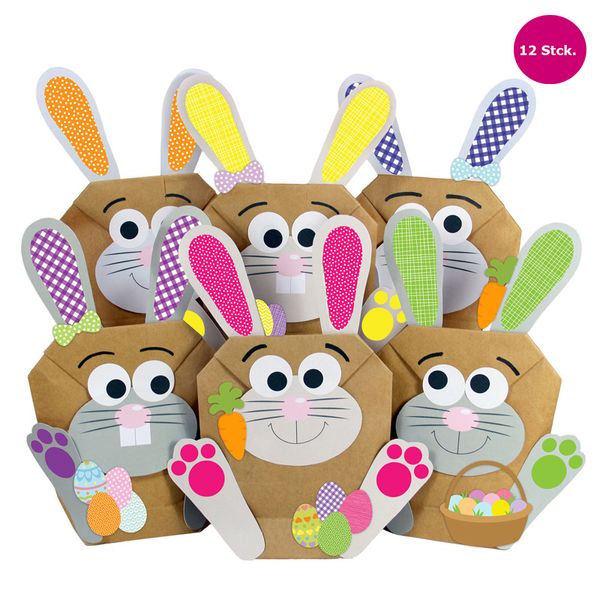 Osterhasentüten, 12 Stück, bunt gemischt - Bastelset (SONDERANGEBOT) Osterhasentüten, 12 Stück, bunt gemischt - Bastelset (SONDERANGEBOT)