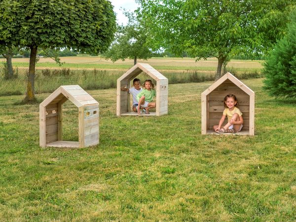 BETZOLD Outdoor Spielhäuschen aus Holz, 3-teilig