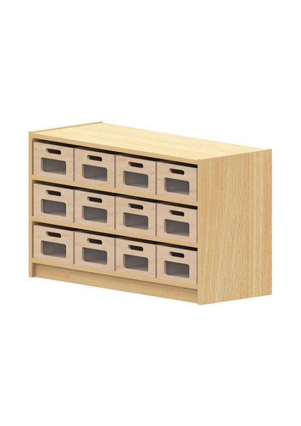 BasicPlus Unterschrank, mit 12 Materialkästen, Acrylglasfront, 2 feste Böden, B: 102 cm