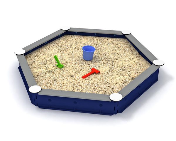 Sandkasten, sechseckig, blau