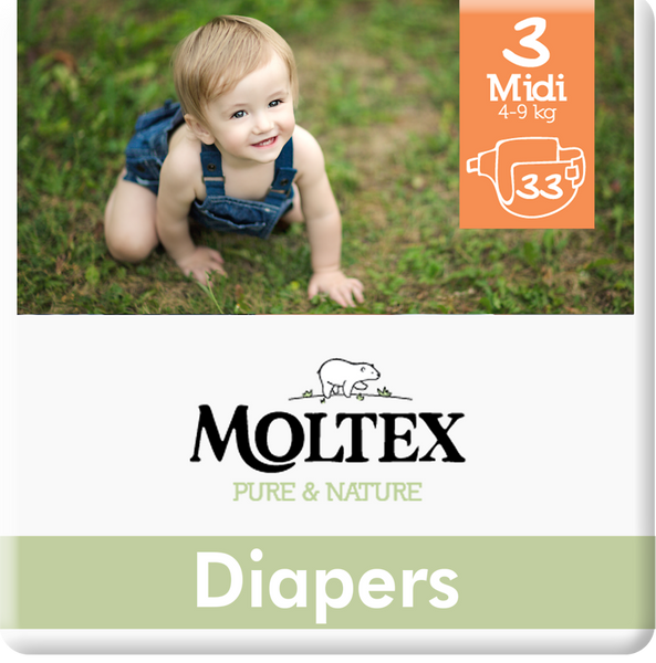 MOLTEX Pure & Nature Windeln Gr. 3 Midi, Karton mit 198 Stk. (6x33 Stk.) (SONDERANGEBOT)