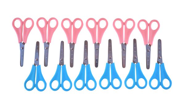 Scheren, Kinder-Schere, rosa Griffe, blaue Klinge, Paar Set