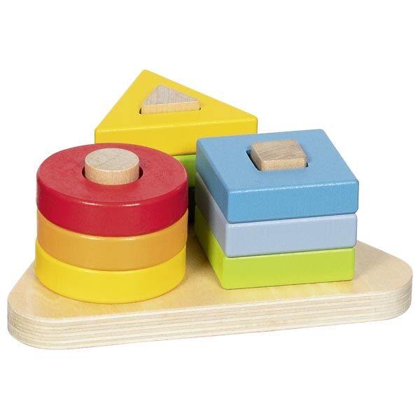 GOKI Steckspiel, Farben- und Formen Sortierspiel, 10-teilig, Holz, ab 1,5 Jahre