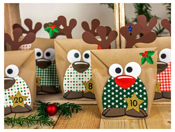Geschenktüte "Rentier", 24 Sets (SONDERANGEBOT)