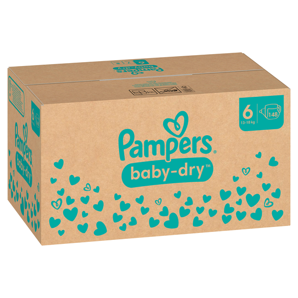 PAMPERS Baby Dry Windeln Größe 6, Extra Large (13-18 kg), 148 Stück