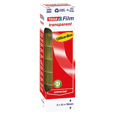 Tesafilm Office-Box, 19 mm x 10 m, transparent, 8 Rollen Tesafilm Office-Box, 19 mm x 10 m, transparent, 8 Rollen