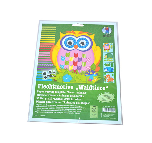 Eulenbild, Waldtiere, Filzmotif, Papierwebrahmen, Kinderdekoration