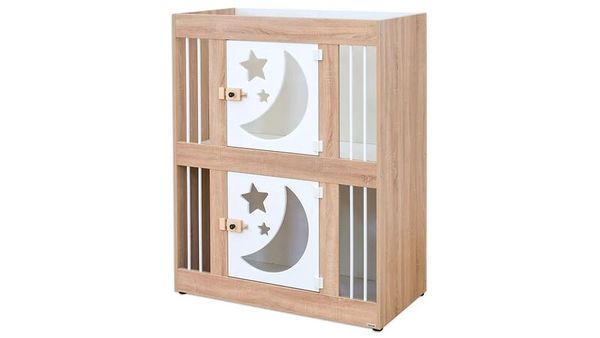 BETZOLD EduCasa Krippen-Etagenbett, Mond & Sterne, 2-türig, Weiß