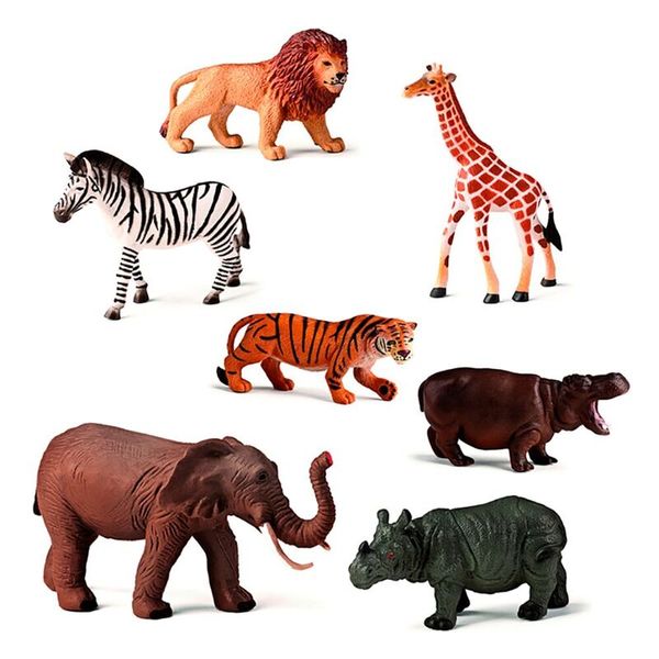 Tierfiguren, Safari Tiere, Tierchen Set, Giraffe Zebra Löwe, Elefant Nashorn, Tiger Nashorn, Rhino Hippo