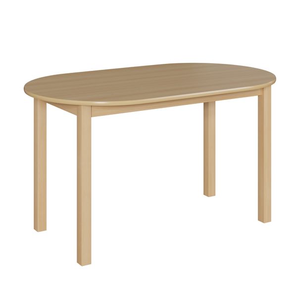 Ovaltisch, 140x80 cm, Dekor Buche, Zarge, Tischbeine aus Holz