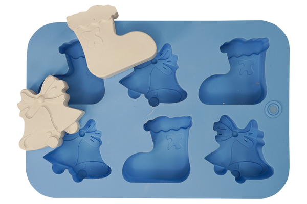 Silikonform Weihnachtsstrumpf und Glocken, 12,5 ml Silikonform Weihnachtsstrumpf und Glocken, 12,5 ml