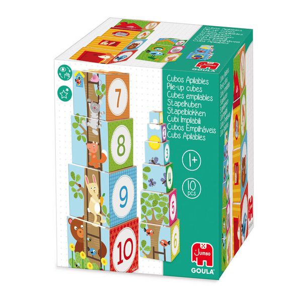 Bauklötze, Holzbausteine, Zahlensets, Tiermuster, Kinderbox