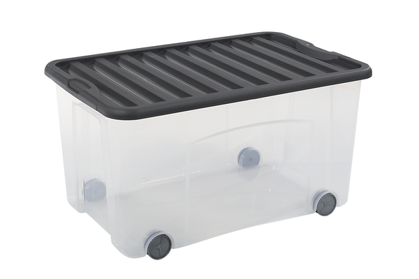 Aufbewahrungsbox, Kiste, Kunststoffbox, rollbare Box, Deckel mit Griff