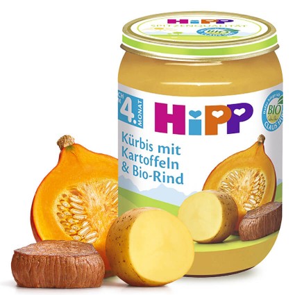 HIPP Kürbis mit Kartoffel und Bio Rind (nach 4. Monat), 6x190g HIPP Kürbis mit Kartoffel und Bio Rind (nach 4. Monat), 6x190g