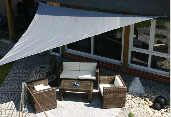 Sonnensegel, Terrassenmöbel, Garten, Sitzgruppe, Aufbau