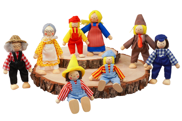 GOKI Biegepuppen Bauernfamilie, 8 Figuren GOKI Biegepuppen Bauernfamilie, 8 Figuren