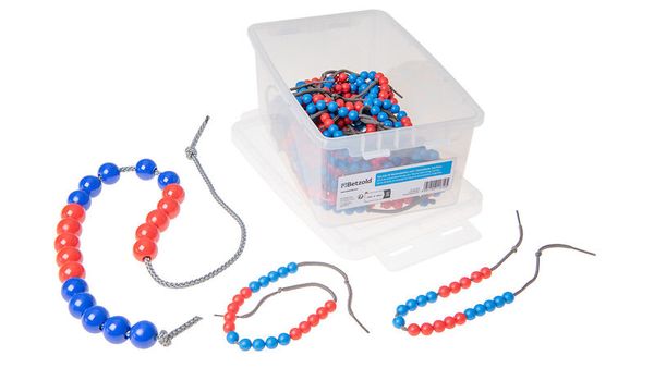 perlenkette, schmuckset, blaue rote perlen, monochrome perlen, kette armband set