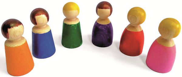 wooden figures, kleine puppen, bunte figuren, handbemalt, neutraler basis