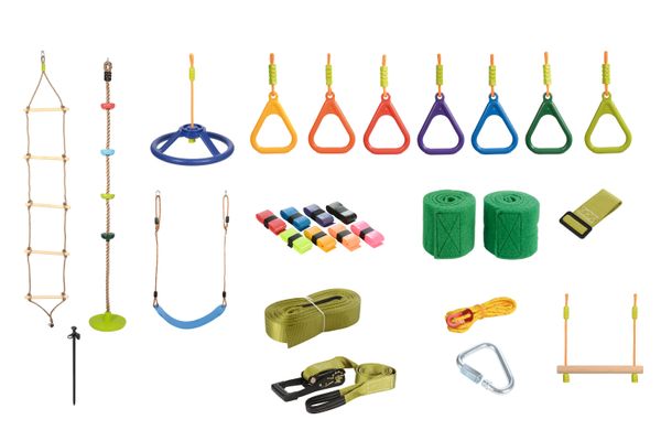 Ninja Hangelpfad, Profiset inkl. Taschen, bis 180 kg, ab 3 Jahre Ninja Hangelpfad, Profiset inkl. Taschen, bis 180 kg, ab 3 Jahre