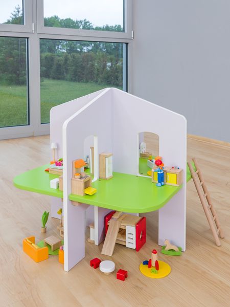Holzspielzeug, Kauflädenhaus, Miniaturhaus, Gartenhaus, Puppenhaus-Zubehör