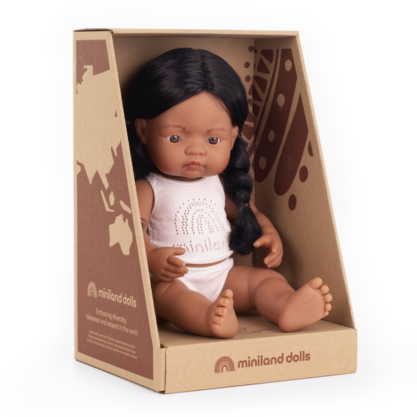 Puppe, Babypuppe, Puppe mit Haarki, braun, Boxed doll