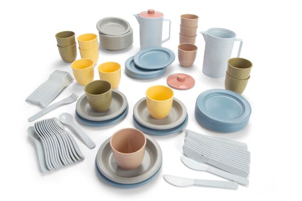 Tafelservice, Geschirrset, Porzellan, Pastellfarben, Tafelbesteck