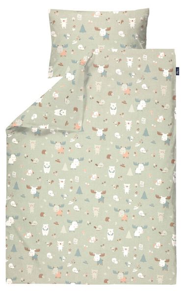 bettwäsche, muster, tierfiguren, klein, grün