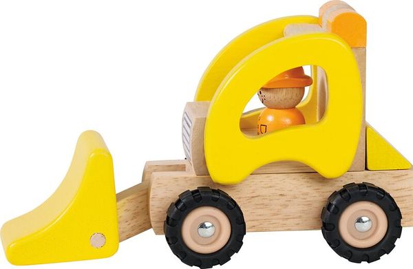 Holzspielzeug, Kranwagen, LKW, Gelb, Holzbaustein