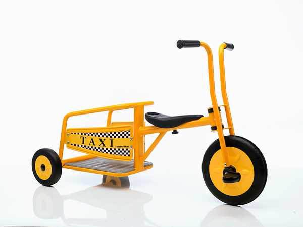 Taxi Fahrrad, Kinderspielzeug, gelb, Trike, Checkered Muster