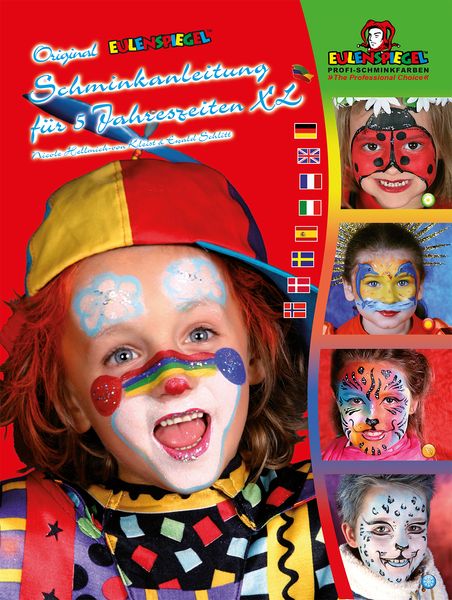 Kinderschminkset, Gesichtsmakeup, Clown Gesicht, Bunte Schminke, Maskenbild